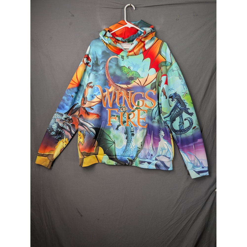 Wings of Fire Dragon All Over Print Hoodie Large Multicolor Graphic Pullover